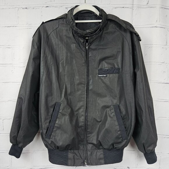Vintage Members Only 80s Black Bomber Jacket Zipper Pockets 40 Mens L Outerwear - Picture 1 of 16